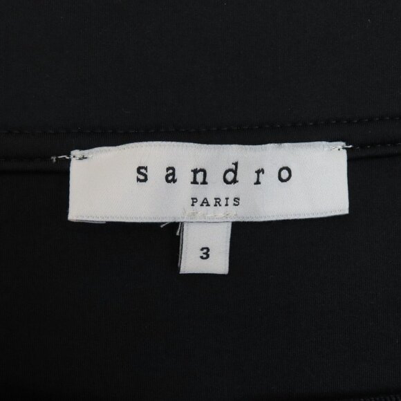 Sandro Paris Womens 3 Juliena Black Neoprene Scuba Fabric Snap Skirt Pockets - Picture 5 of 9